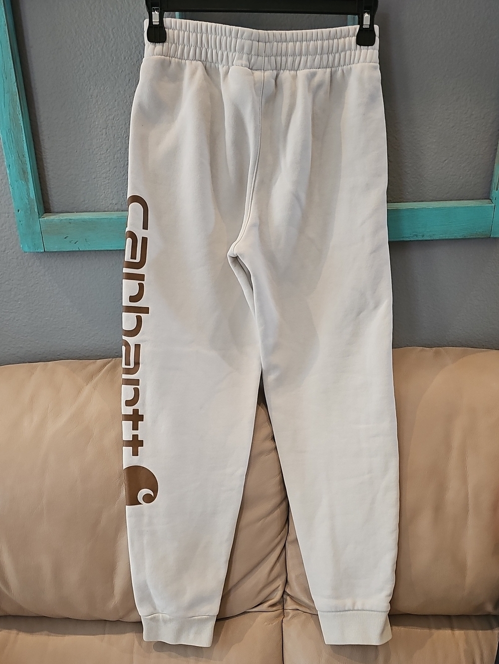 Carhartt Kids Cream Sweatpants with Brown Logo REALLY NICE